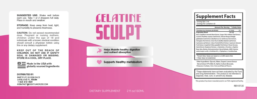 Gelatine Sculpt Product Label